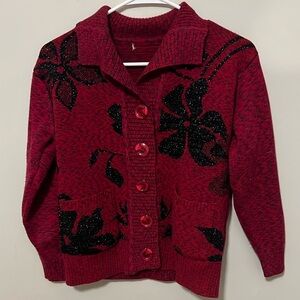 Magenta Floral Button-Up Cardigan